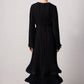 Abito lungo elegante in chiffon plissettato con maniche fluide