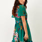 Abito corto boho floreale verde