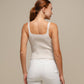 Top in maglia a coste con scollo a V