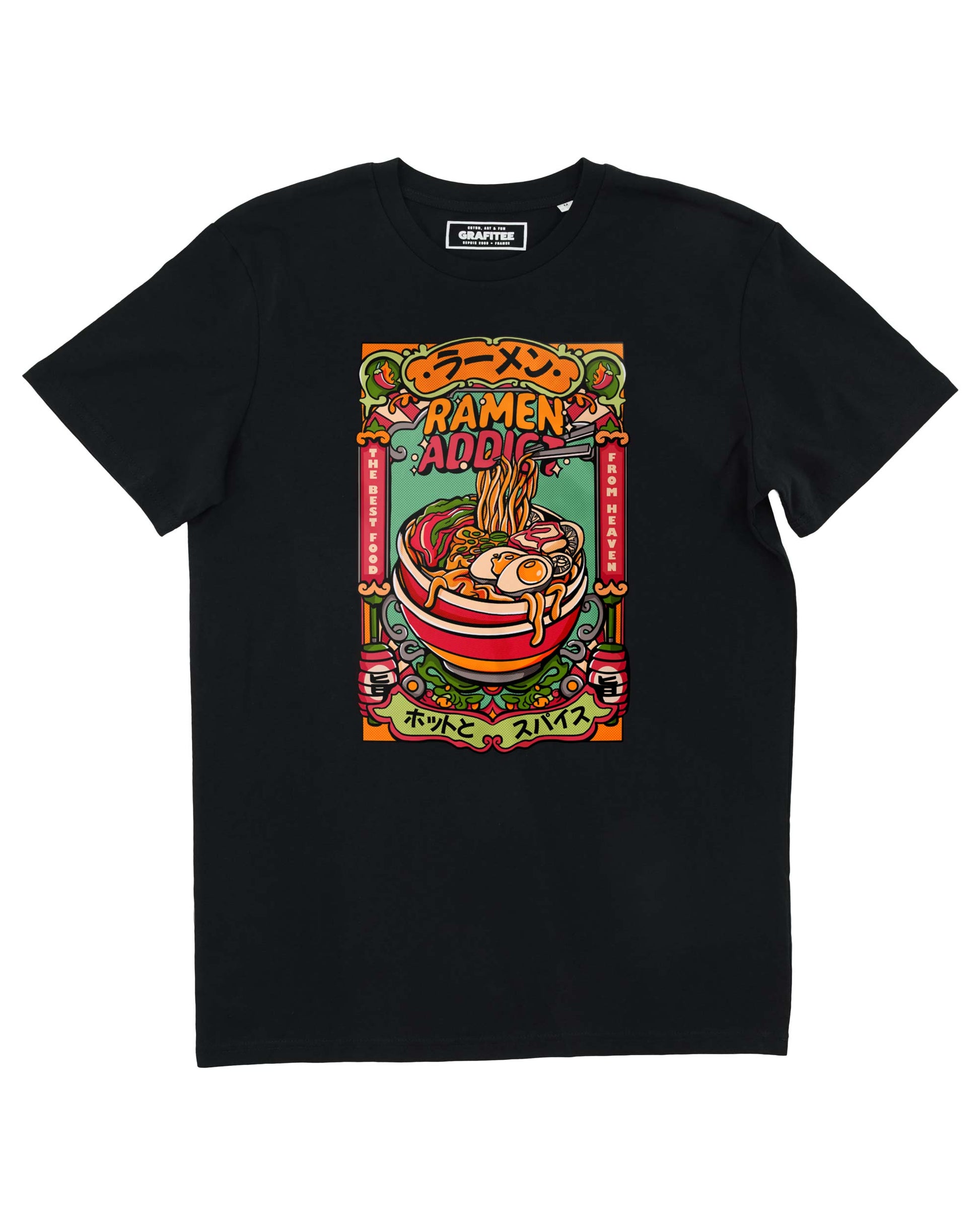 T-shirt unisex Ramen Addict con stampa noodles giapponesi