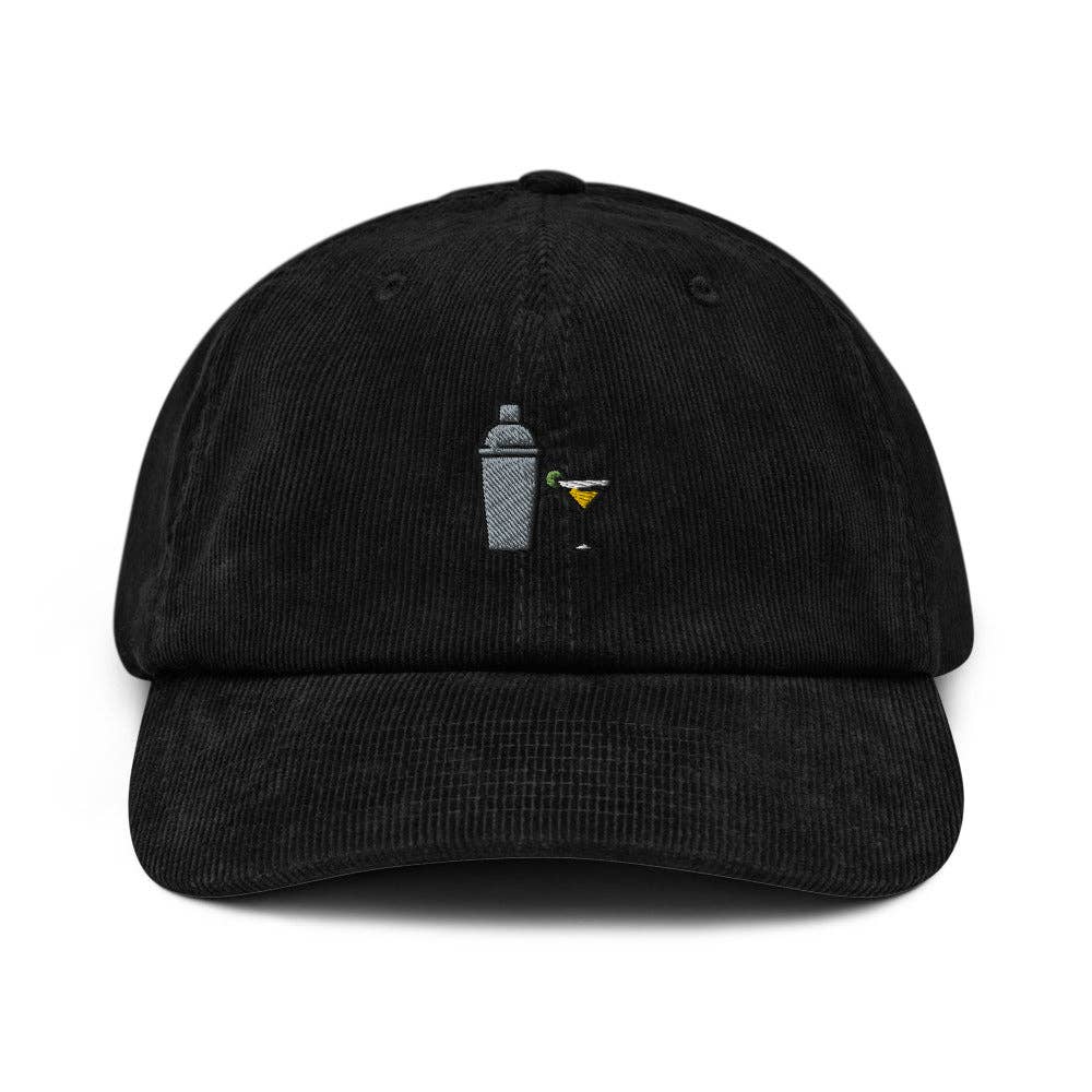 Cappellino in velluto a coste con ricamo shaker cocktail