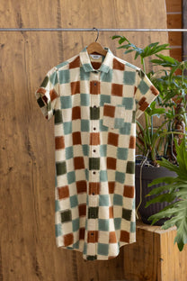 Abito camicia Loren a quadri ikat in cotone