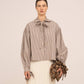 Pochette a sacchetto floreale marrone