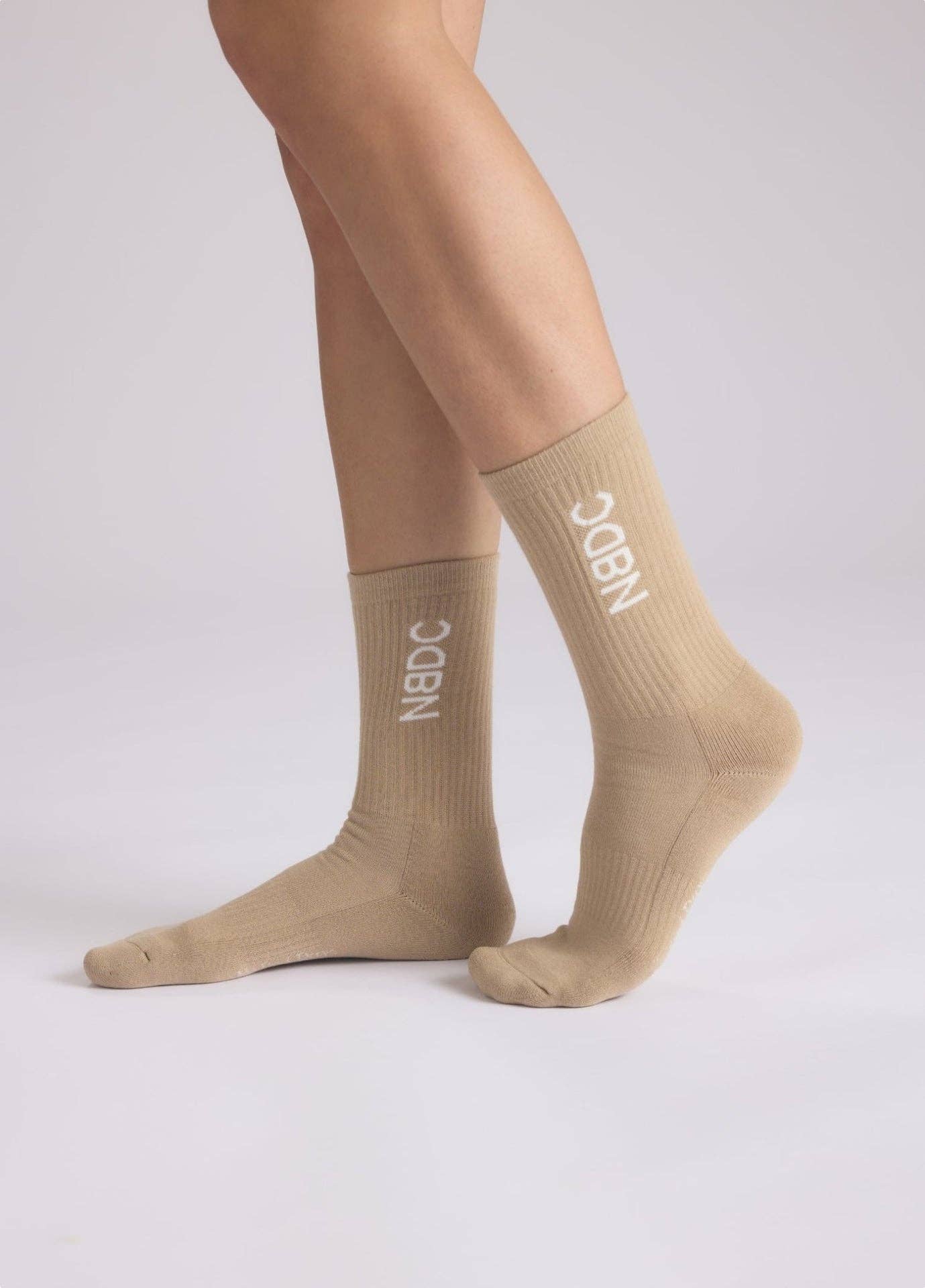 Calzini beige con logo a contrasto