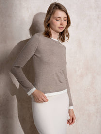 Maglione a maglia girocollo bicolore