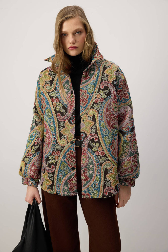 Giacca bomber fantasia paisley multicolor