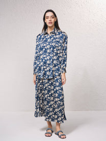 Blusa fluida in raso stampato