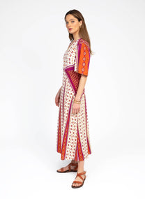 Abito midi Oren arancione con scollo a V