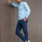 Maglione girocollo in cotone Pima Blue Sky