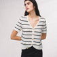 Cardigan a righe in maglia con bottoni dorati