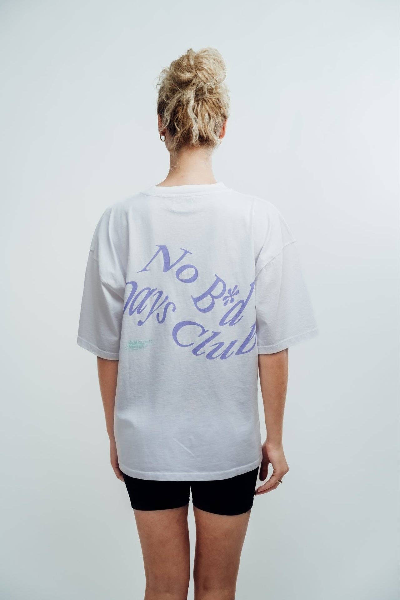 T-shirt bianca oversize con stampa acid sul retro e collo alto