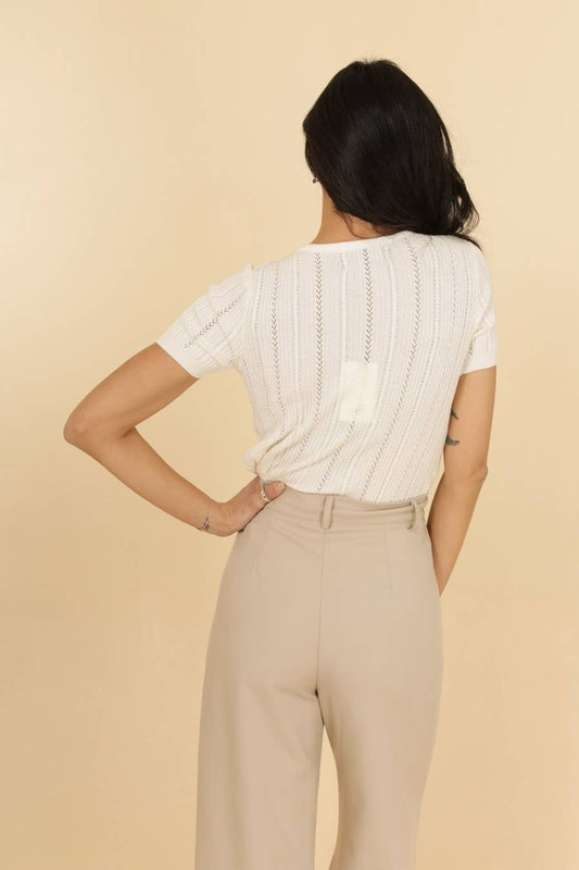 Top in maglia traforata con scollo a V Maki