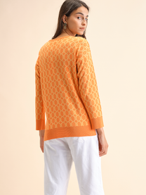 Maglia girocollo jacquard con fantasia geometrica