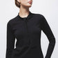Maglione in maglia rasata con scollo a V e fiocco