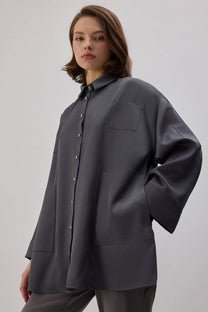 Camicia oversize in raso
