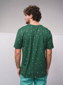 T-shirt basic in cotone con micro stampa e logo ricamato