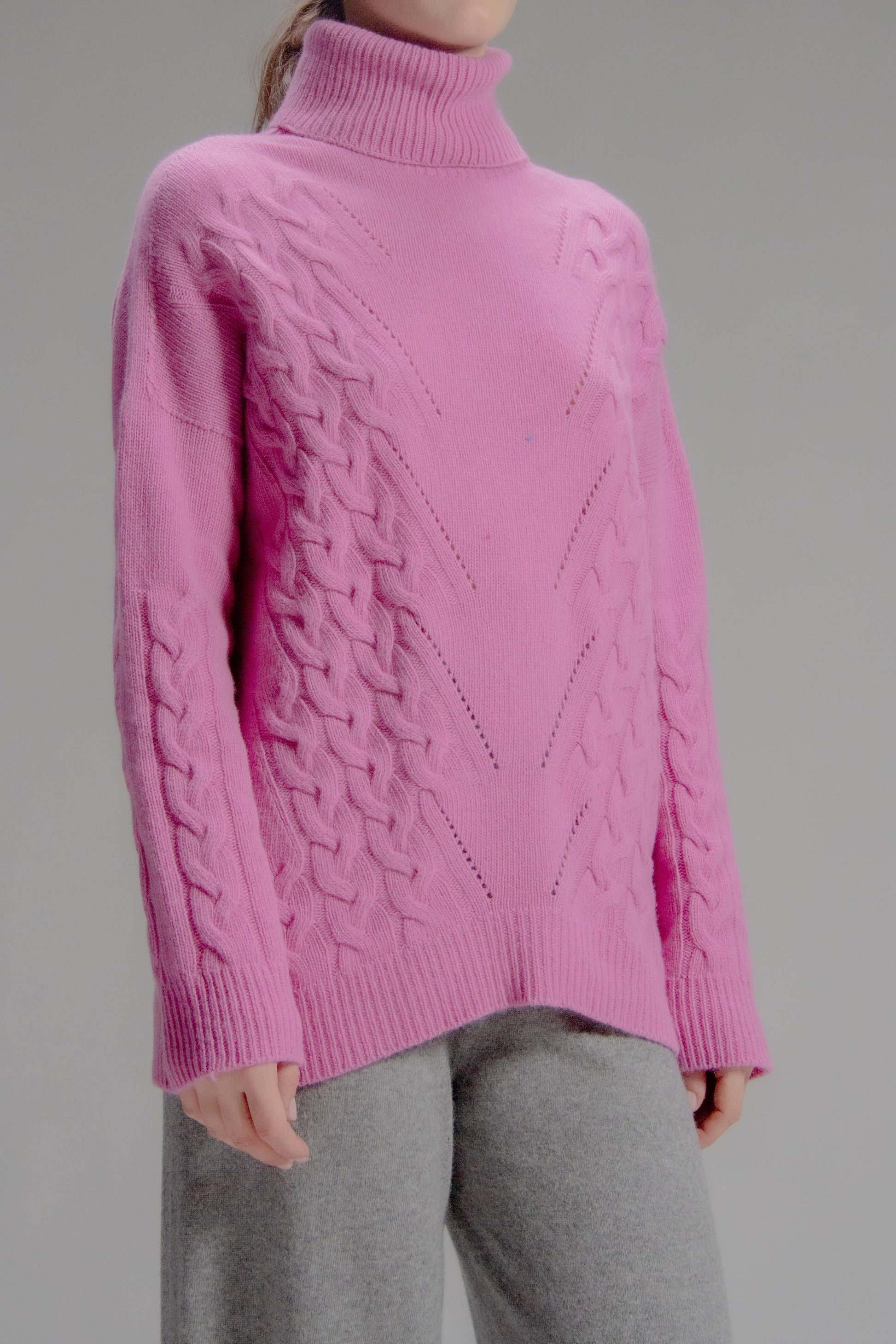 Maglione dolcevita oversize in misto cashmere 3D Knit