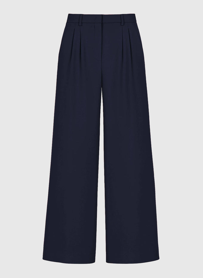 Pantaloni palazzo a vita alta blu navy