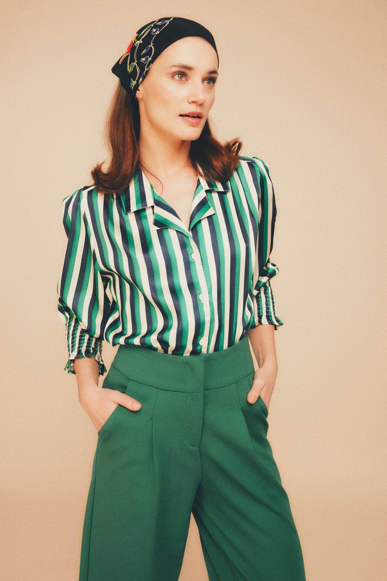 Camicia a righe Pluton con collo smoking
