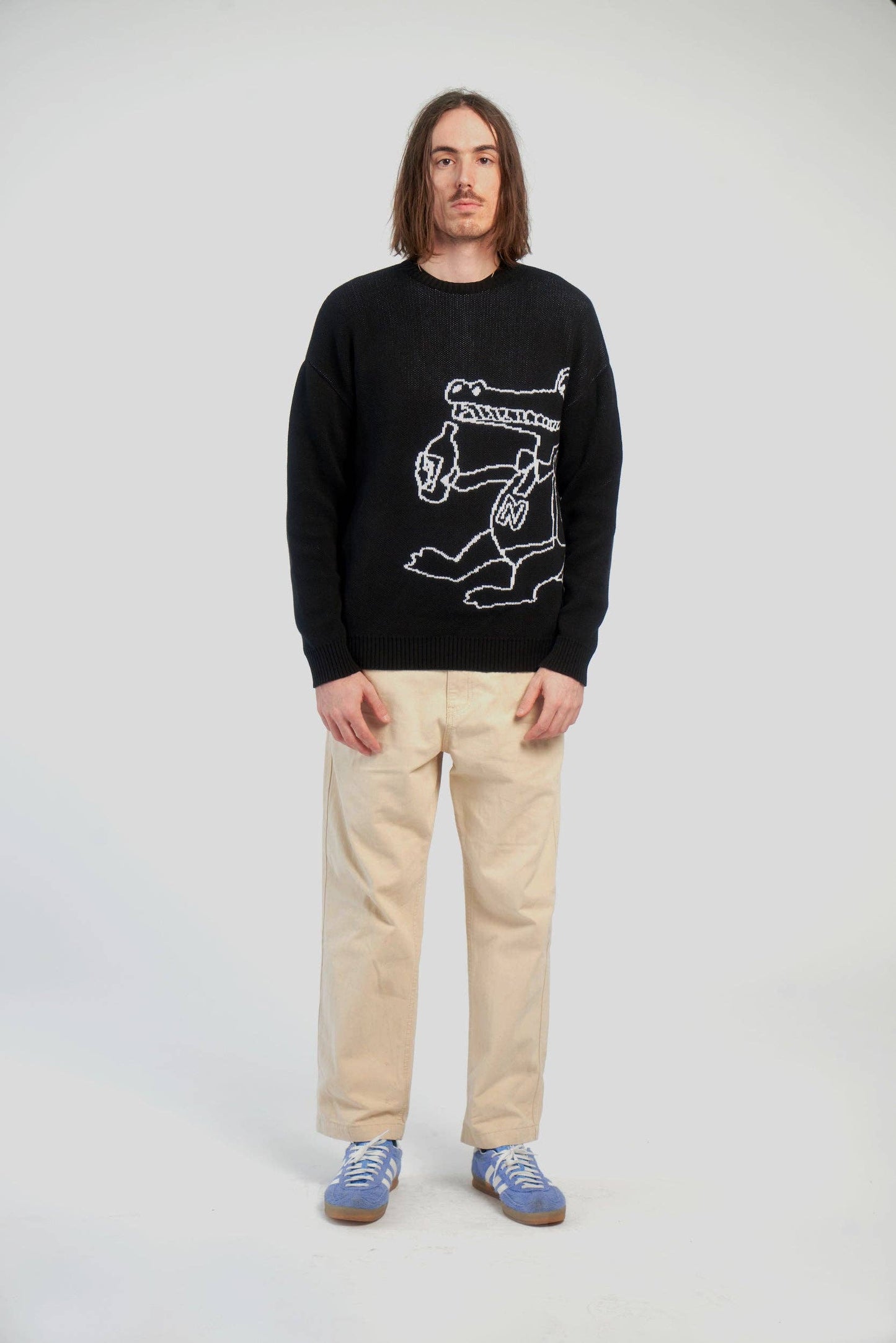 Maglione in cotone biologico con stampa coccodrillo