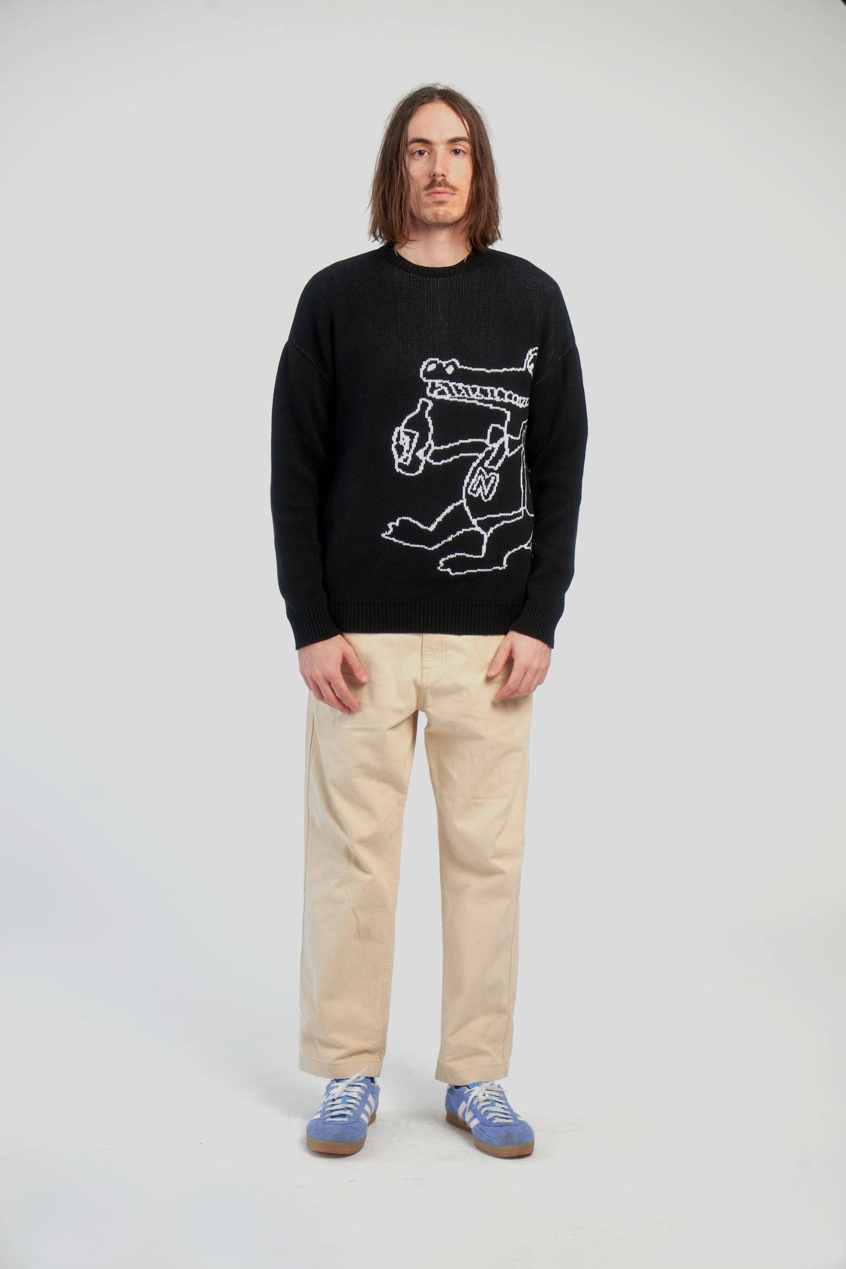 Maglione in cotone biologico con stampa coccodrillo
