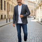 Blazer uomo a quadri blu navy