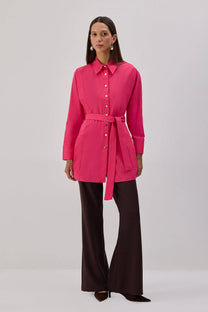 Camicia in popeline con cintura