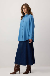 Camicia oversize in cotone 100% azzurra