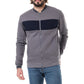 Felpa in pile uomo con zip bicolore grigia