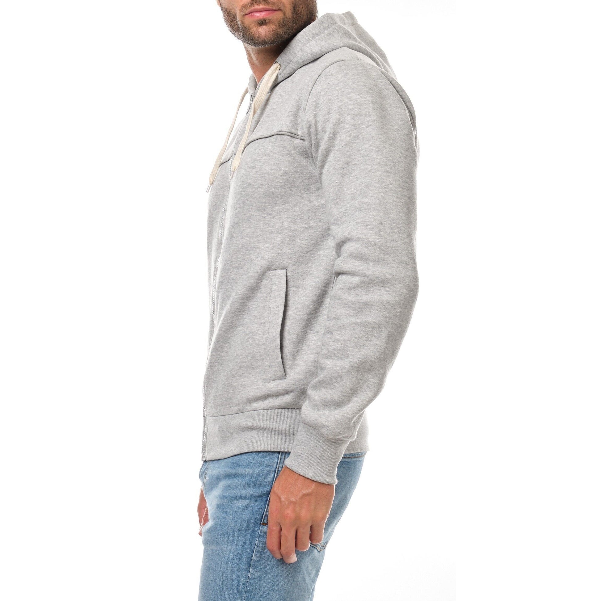 Felpa con cappuccio zip grigio mélange da uomo