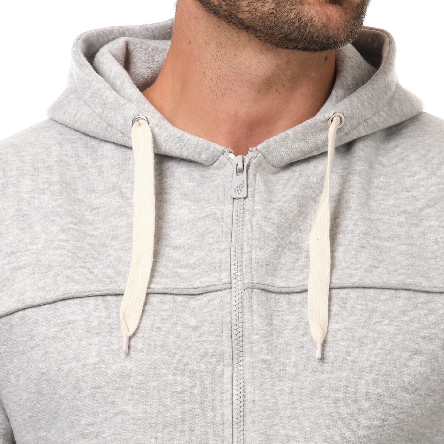 Felpa con cappuccio zip grigio mélange da uomo