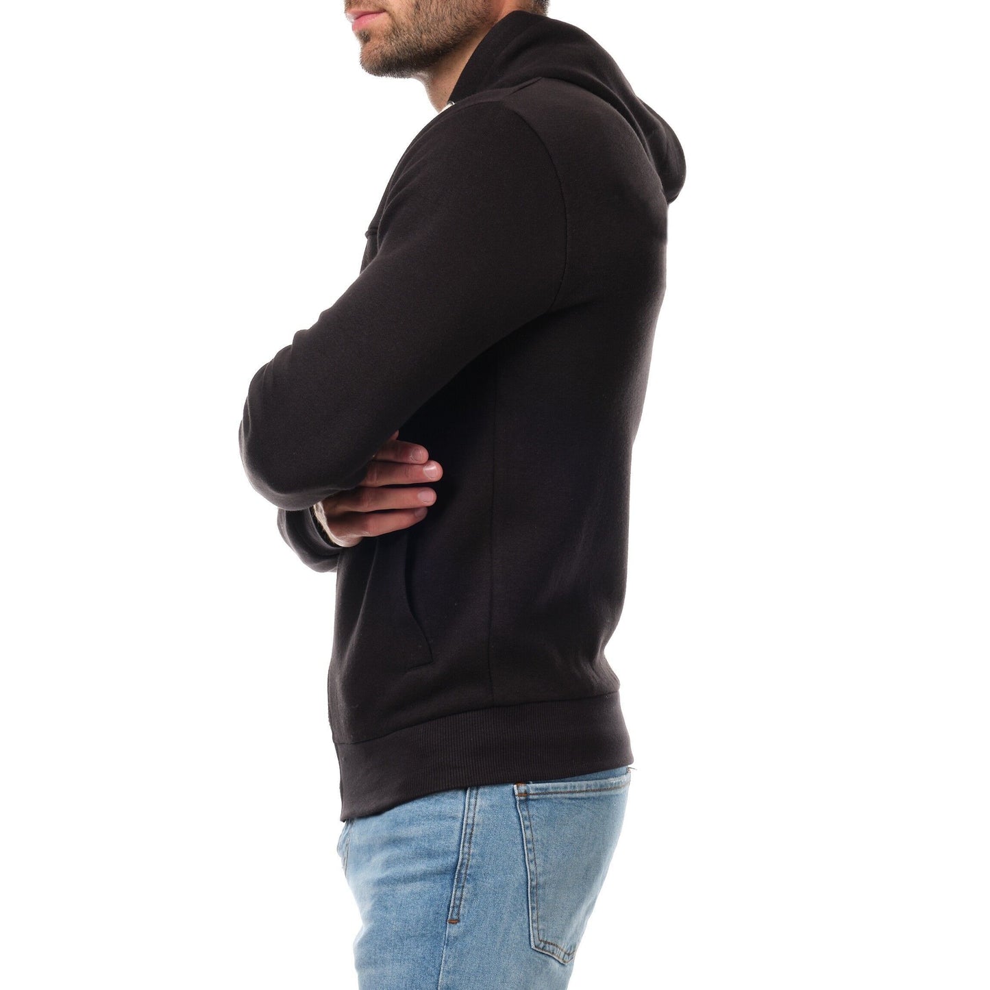 Felpa con cappuccio nera da uomo con zip