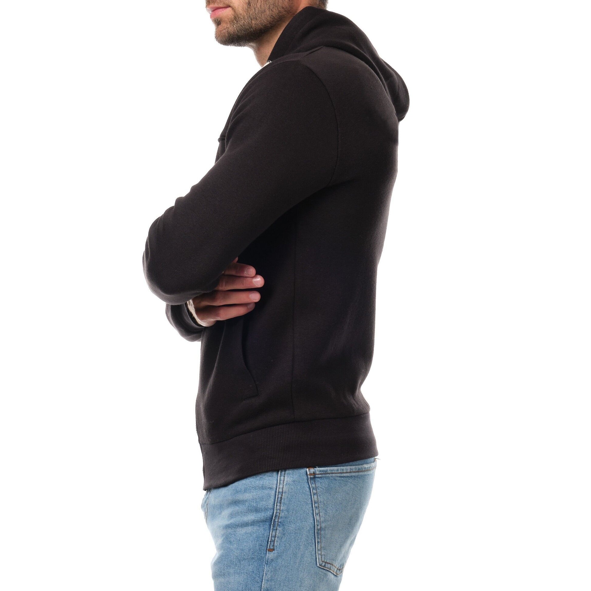 Felpa con cappuccio nera da uomo con zip