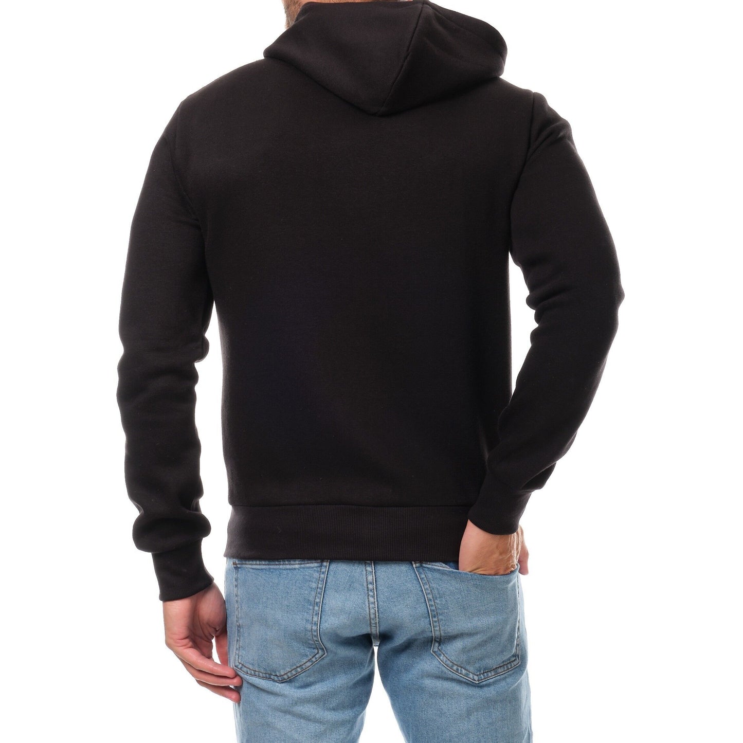 Felpa con cappuccio nera da uomo con zip