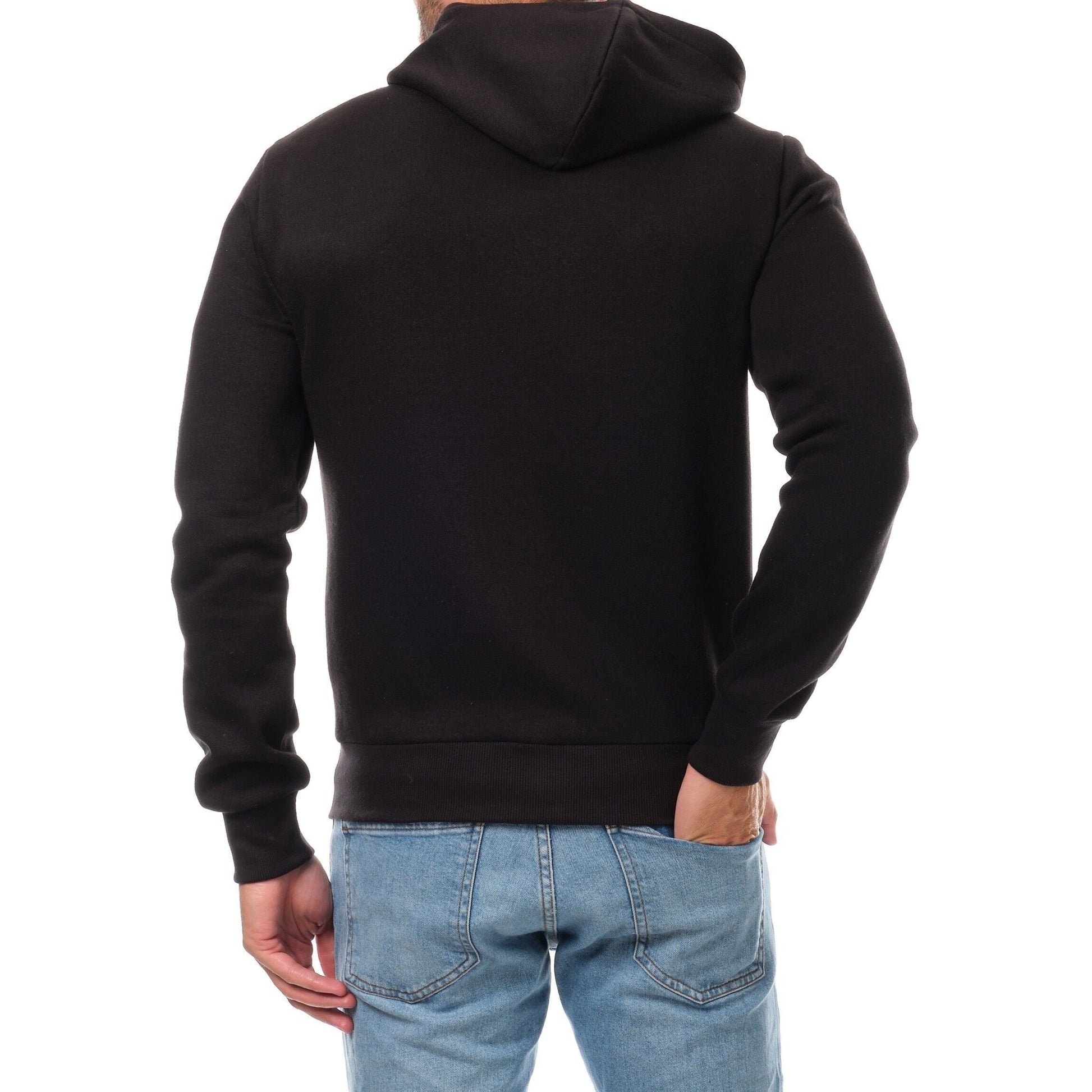Felpa con cappuccio nera da uomo con zip
