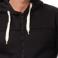 Felpa con cappuccio nera da uomo con zip