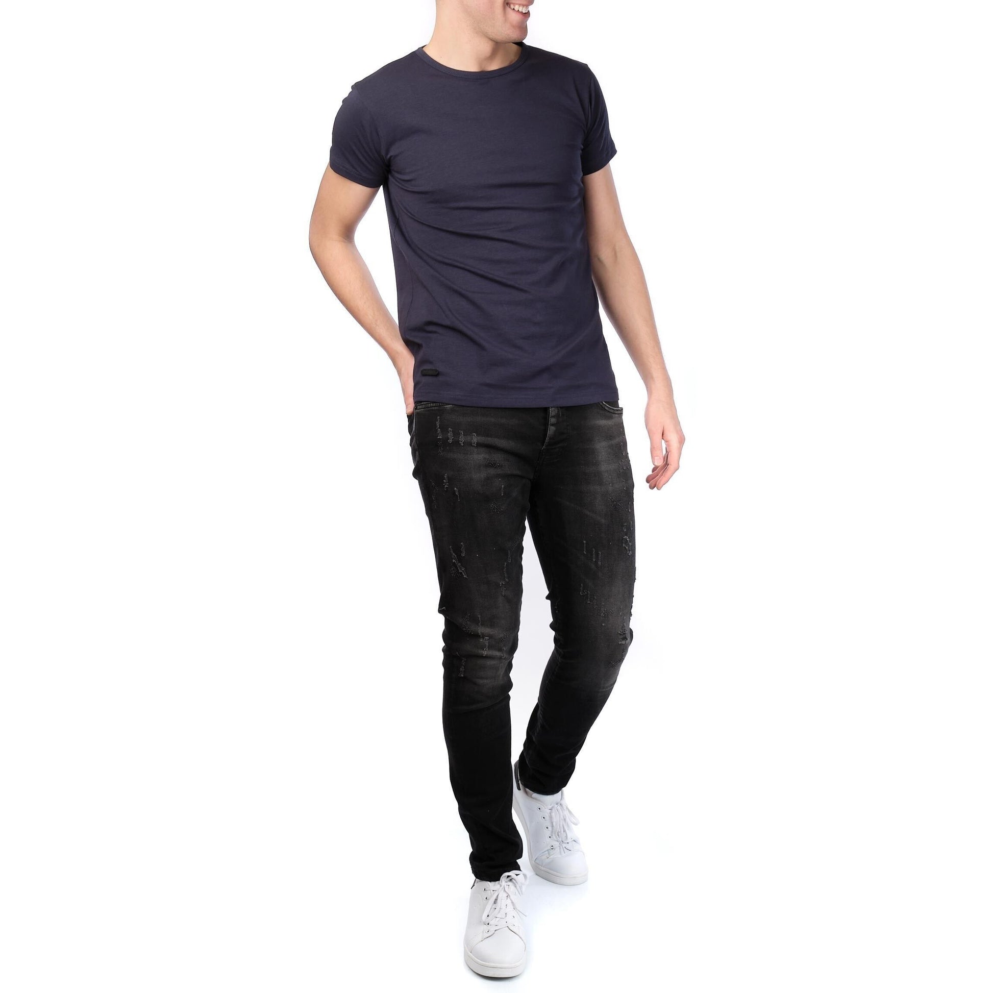 T-shirt uomo blu navy girocollo in cotone