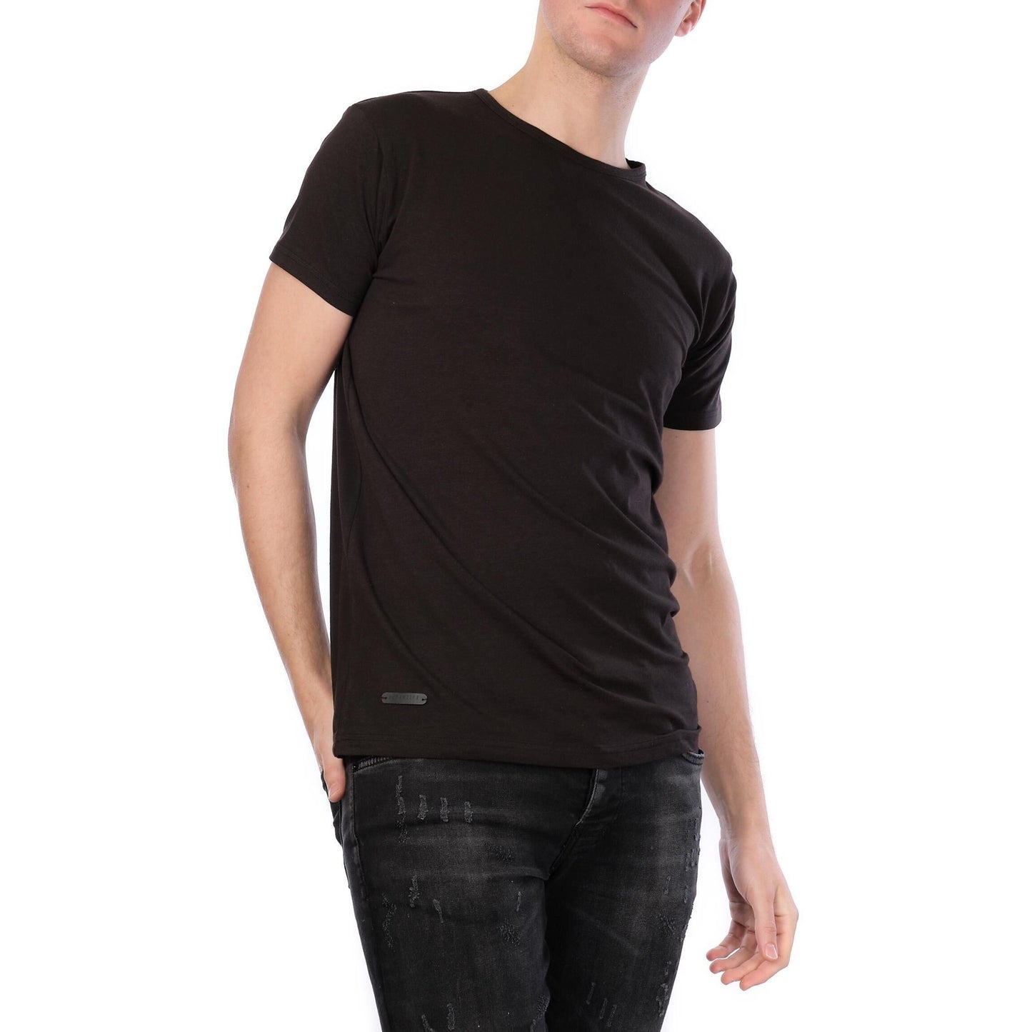 T-shirt uomo nera basic a girocollo