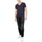 T-shirt Uomo Blu Navy Scollo a V in Cotone