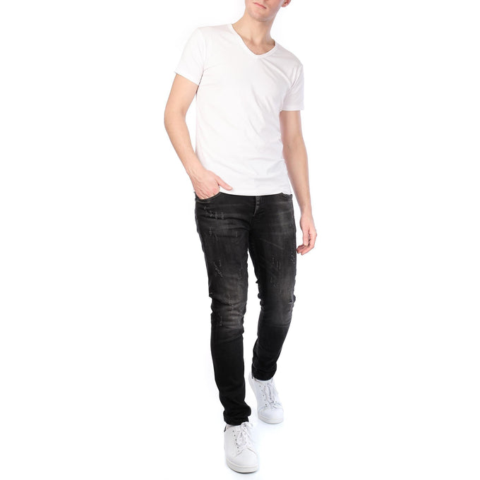 T-shirt Uomo Bianca con Scollo a V in Cotone