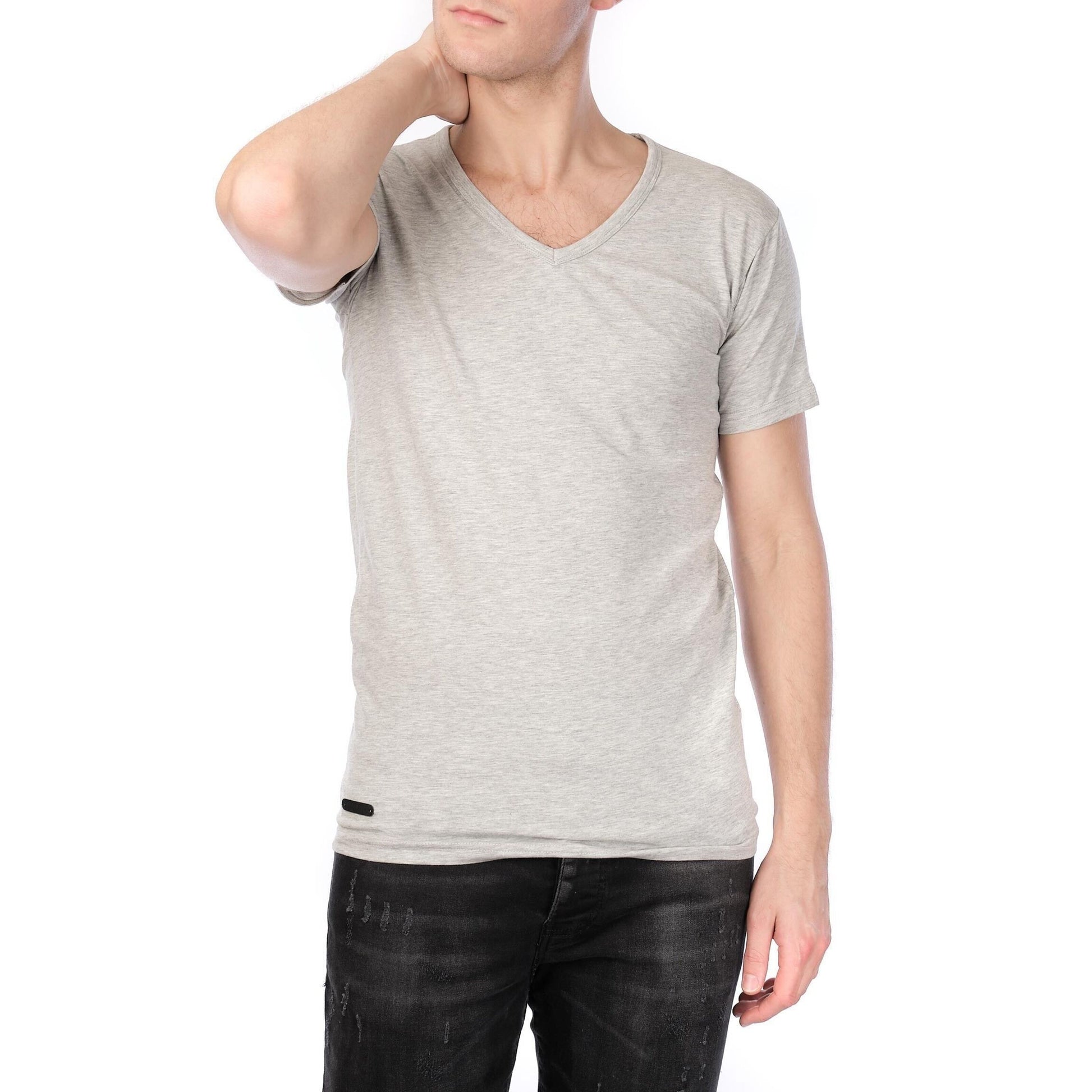 T-shirt uomo grigia con scollo a V