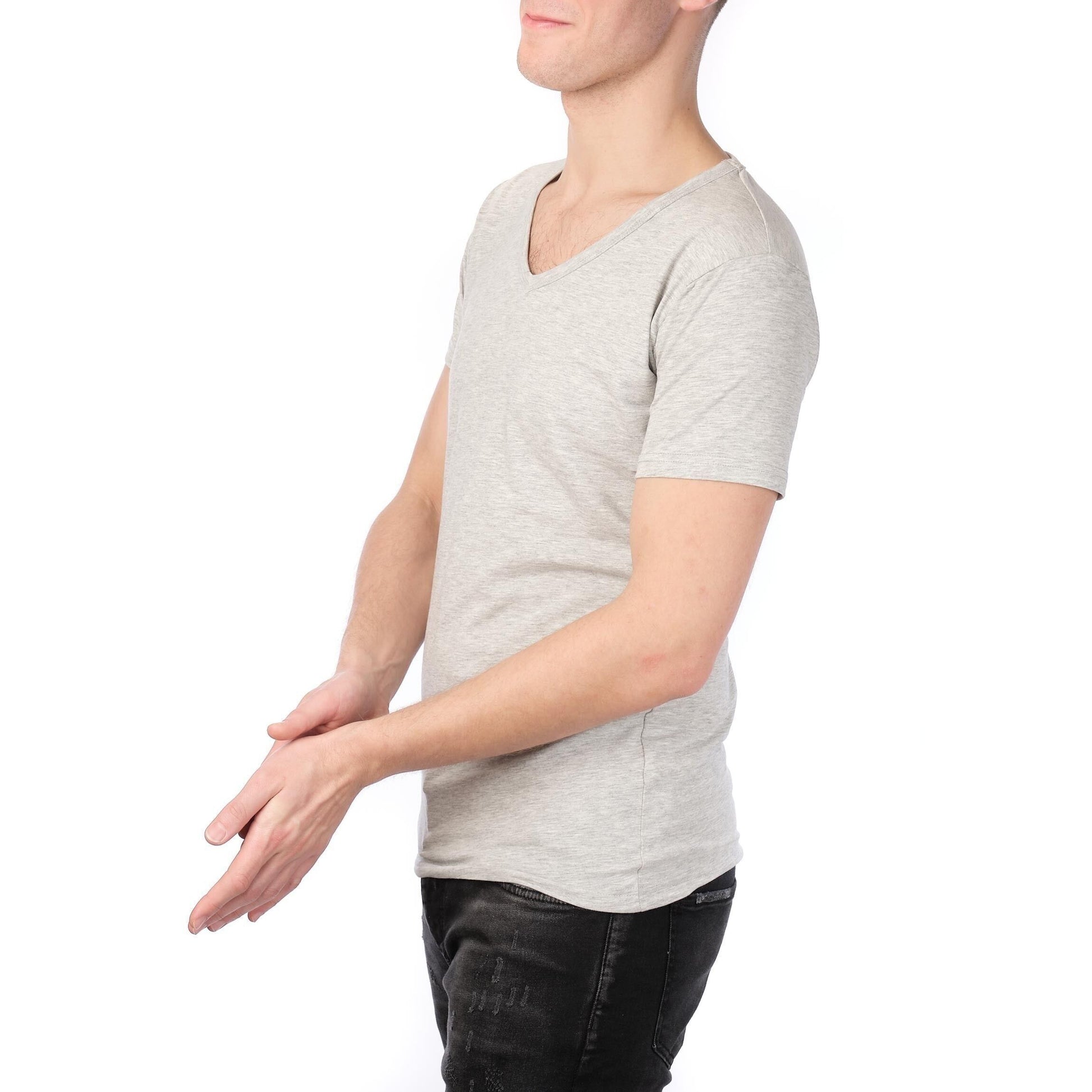 T-shirt uomo grigia con scollo a V