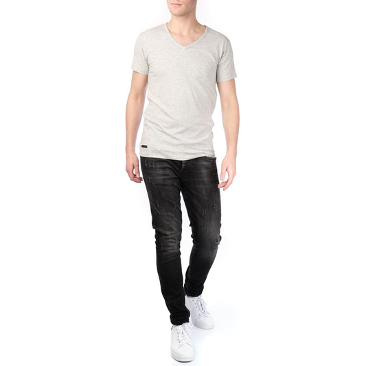 T-shirt uomo grigia con scollo a V