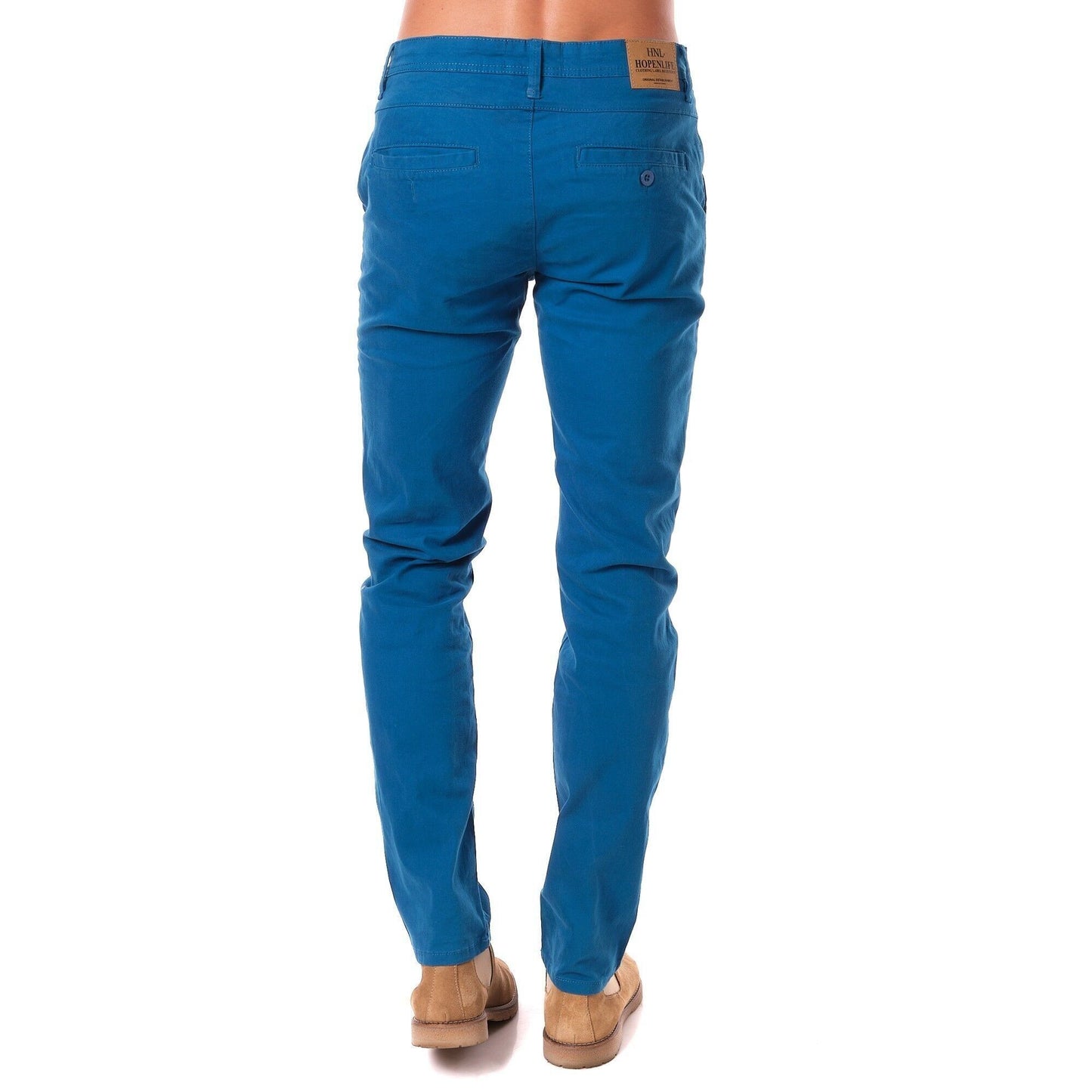 Pantaloni chino uomo blu in cotone stretch