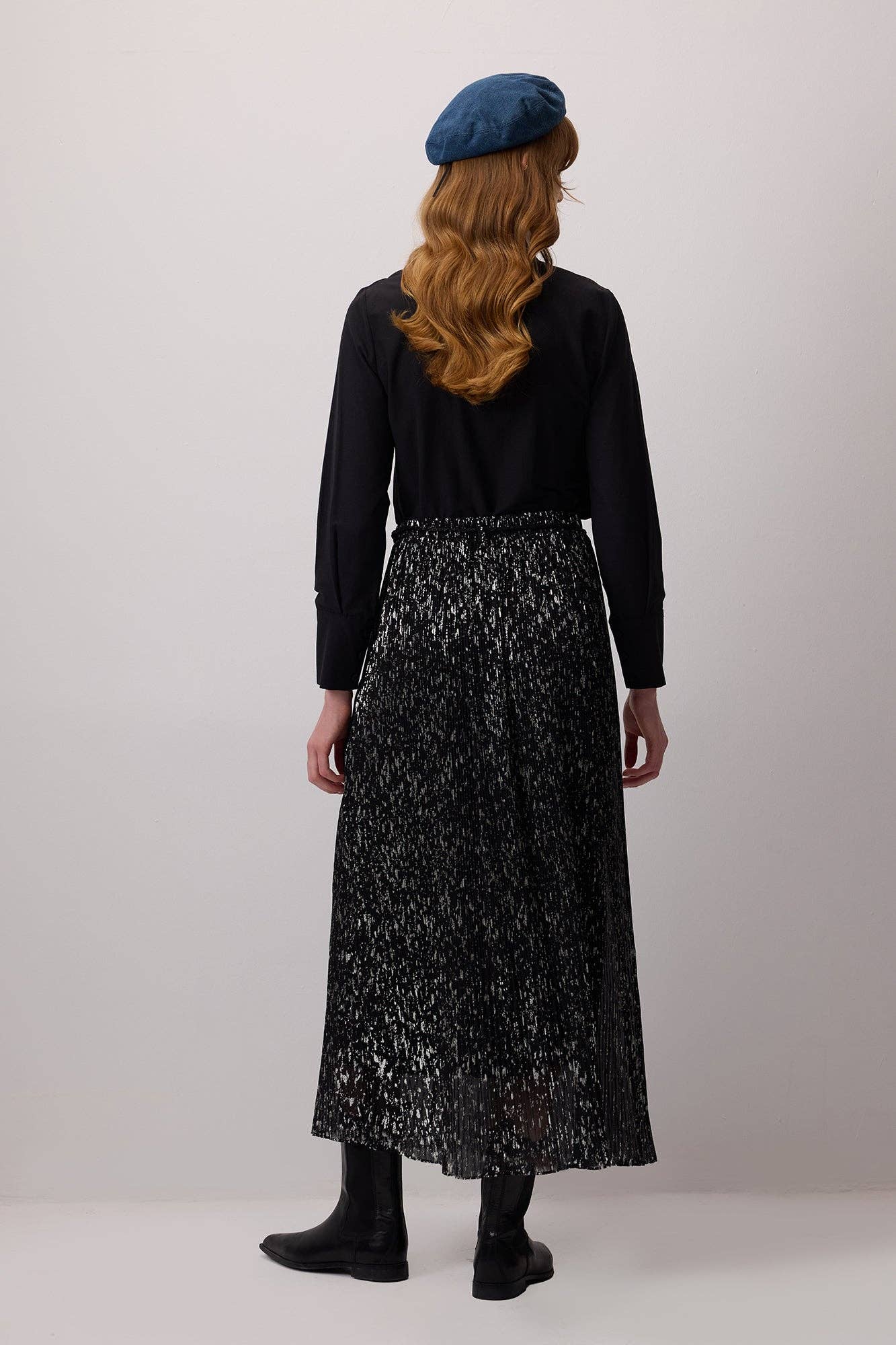 Gonna lunga jacquard lucida con vita elastica