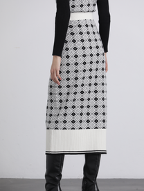 Gonna midi jacquard a rombi