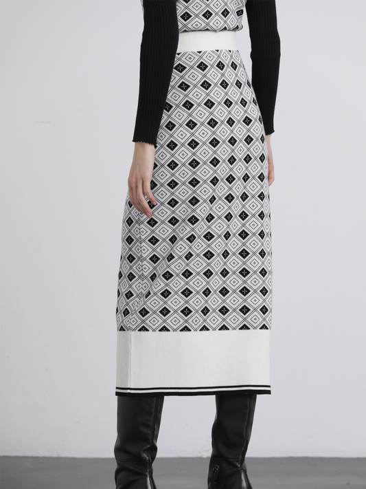 Gonna midi jacquard a rombi