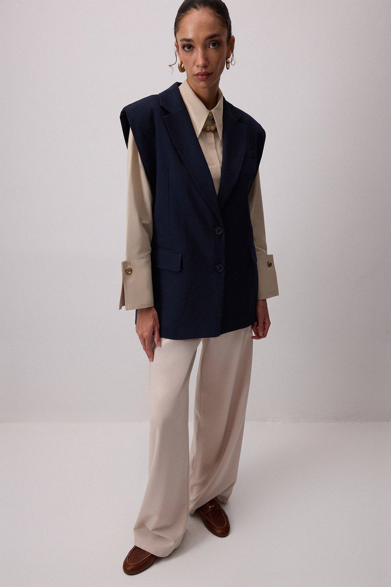 Blazer imbottito asimmetrico blu navy