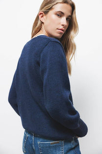 Maglione in maglia rasata con scollo a V