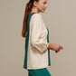 Maglia donna color block con bottoni ai polsi